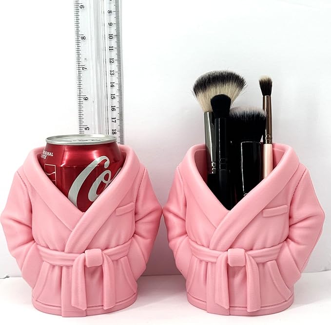 2pcs Bathrobe can holder for Beer & Soda, 4.75" 3D Printed Bath Robe Can Holder, Unique Beer Holder, Spa Day Novelty Gift, Housewarming Present NO CAN or BRUSHES INCLUDED (PINK)