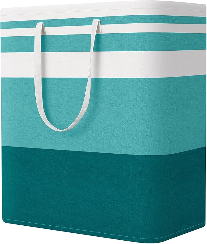 StorageRight Large Collapsible Laundry Basket Hamper with Easy Carry Handles，Freestanding Clothes Hampers for Laundry, Bedroom, Dorm, Towels, Toys, 100L, Green