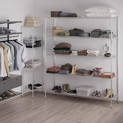 21" Deep x 72" Wide x 86" Height Wire Shelving Kit | 5-Tier | NSF Commercial Storage Rack Unit