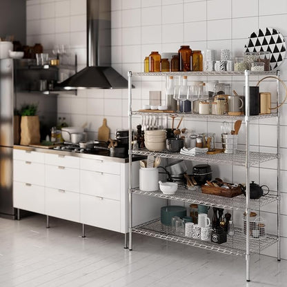 24" Deep x 48" Wide x 64" Height Wire Shelving Kit | 5-Tier | NSF Commercial Storage Rack Unit