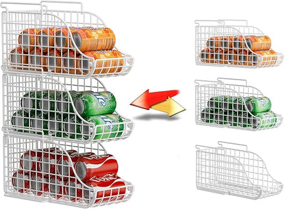 Sonyabecca 3-Pack Soda Can Organizer for Pantry, Stackable Can Storage Organizer Pantry, Canned Food Storage Basket With Handles for Pantry Kitchen Countertop Cabinet Patent Pending