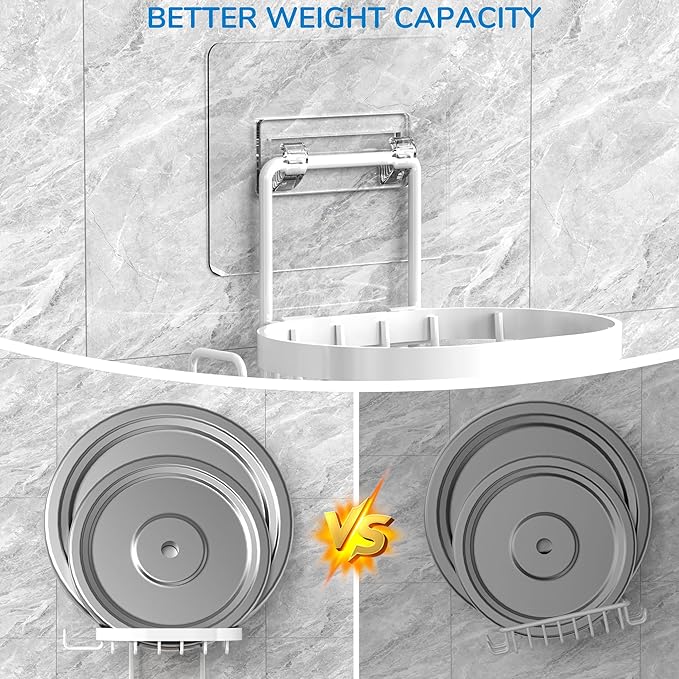MASADI 3 Tier Soap Dish Holder, Soap Bar Holder with Hooks, Shampoo Bar Caddy for Shower Wall, Razor Holder for Shower, Bar Soap Container 304 Stainless Steel, Bathroom(White)