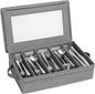 Lifewit Silverware Storage Box, Covered Flatware Organizer with Zipper Lid, 5 Compartment Cutlery Case with Adjustable Divider and Handle, Utensil Container for Spoon Fork Knives, 1 Pack