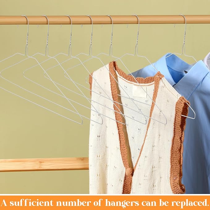 Yuntau 120 Pcs Wire Hangers Bulk 17.7" Dry Cleaner Hangers, Suit Holders for Home Caped Clothing (Silver)