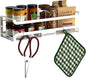 Spice Rack Wall Mount with Hooks - Spice Racks Organizer for Cabinet Storage, Wall Mounted Hanging Shelf Seasoning Organizer, for Kitchen, Pantry Door, Bathroom (White, 1 Pack)