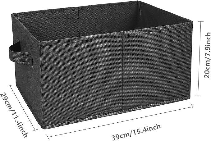 Clothings Collapsible Storage Bins, Foldable Organizers and Storage Baskets Cube Storage Bin for Bedroom Living Room (4 Pack) (Black, 15.4x11.4x7.9inch)