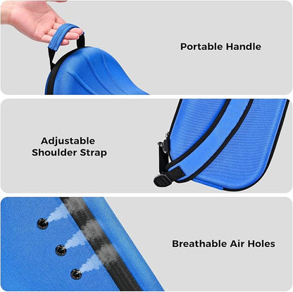 ProCase Hard Hat Travel Case for Baseball Caps, No-Crush Case Holds Up to 7-8 Hats, Adjustable Interior with Shoulder Strap for Travel, Hat Organizer Ball Caps Holder -Blue
