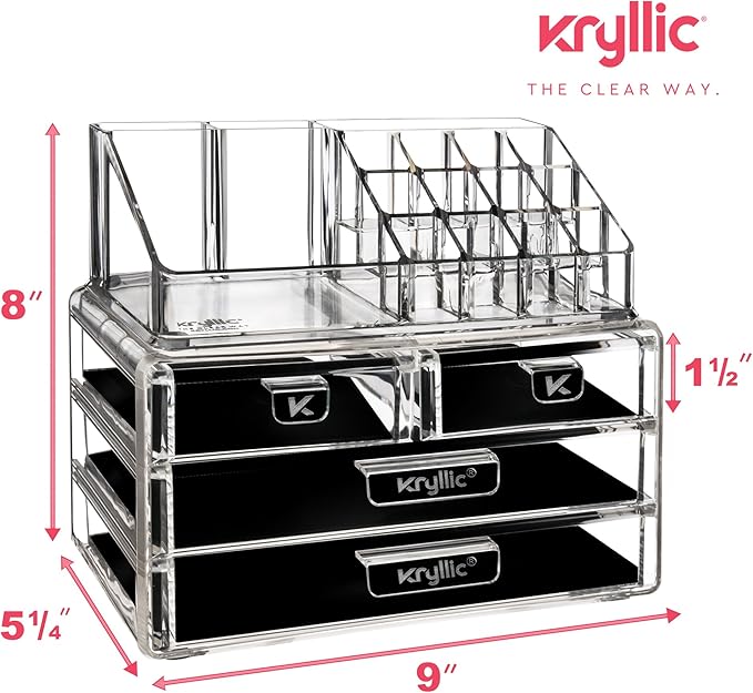 Acrylic Vanity Makeup Cosmetic Organizer -16 slot 4 box drawer storage organizers for make up brushes