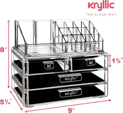 Acrylic Vanity Makeup Cosmetic Organizer -16 slot 4 box drawer storage organizers for make up brushes