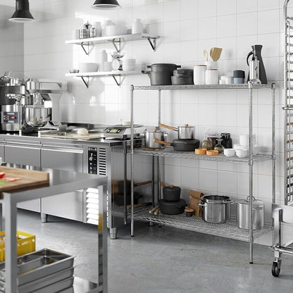 18" Deep x 48" Wide x 54" Height Wire Shelving Kit | 3-Tier | NSF Commercial Storage Rack Unit
