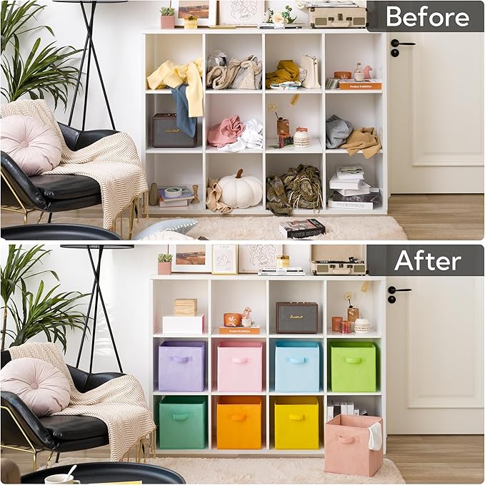GRANNY SAYS 11 Inch Cube Storage Bins, Colorful Cube Storage Organizer, Fabric Storage Bins, Storage Cubes for Shelves, Closet, Toy Storage Bins for Kids Room, Play Room, Colour, 8-Pack