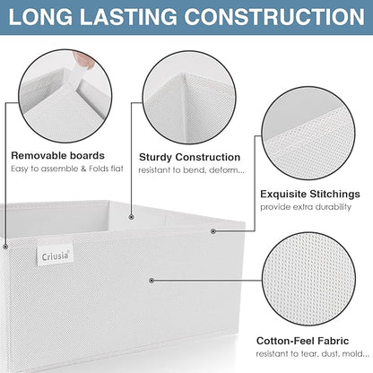 Criusia Drawer Organizer Clothes, 8 Pack Underwear Drawer Organizer, Foldable Closet Organizers and Storage Dresser Drawer Dividers for Clothes, Socks, Scarves, Ties (White)