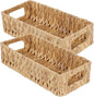 Toilet Tank Basket,Water Hyacinth Woven Storage Basket with Handles for Bathroom Organization - Toilet Paper Holder & Storage Bin, Handwoven Natural Basket (2-Pack)