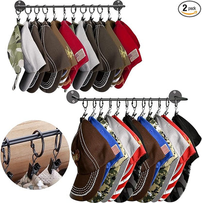 CAPHONT Hat Rack for Baseball Cap Organizer with 24 Hooks, Modern Metal Hats Storage Wall Mounted Caps Hanger for Closet Door Bedroom Entryroom Laundry, 2 Pack