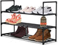 Black 3 Tier Shoe Rack, 36" Large Shoe Shelf Holds 15 Pairs of Shoes, Heavy Duty Shoe Rack for Entryway, Bedroom, Closet, Up to 22 lb Weight Capacity, Space-Saving and Easy to Assemble