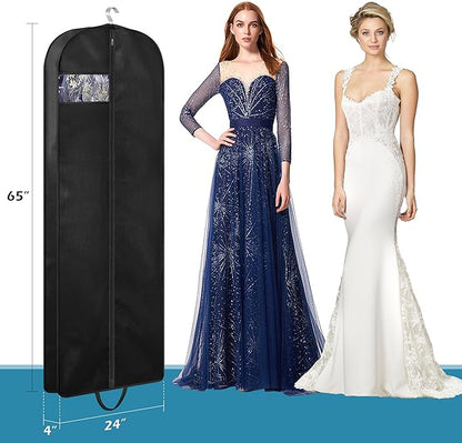 KIMBORA 65" Dress Garment Bags for Hanging Clothes Travel, Gusseted Garment Bags for Closet Storage with Handles for Long Gowns, Coats（3 Packs）