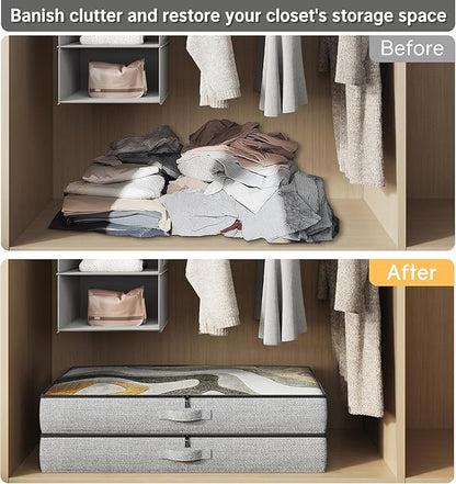TidyCorner 2-Pack Under Bed Storage Containers, 4.5 Inches Tall Low Profile Underbed Clothes Storage Organizer Bin with Sturdy Sidewalls/Bottom, Underbed Storage Bins 2 Storage Thin Bins