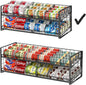 2-Tier Stackable Can Rack Organizer for Pantry Shelf, Long-Size Adjustable Can Holder for Kitchen Organization,Heavy Duty Can Dispenser for Canned Food Soup Goods up to 50 in Cabinet storage, Black