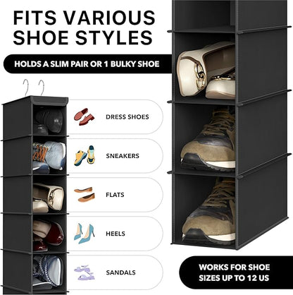 Simple Houseware 10 Shelves Closet Hanging Shoe Organizer, Black