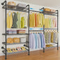 Timate F3 Garment Rack Heavy Duty Clothes Rack for Hanging Clothes, Expandable Industrial Pipe Wall Mounted Clothing Racks, Adjustable Storage Wardrobe Closet Kit Walk in Closet Systems, Black