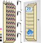 Over the Door Shoe Organizer, 20 to 30 Pairs Hanging Shoe Holder, Heavy Duty Extra Deep Pockets Shoe Storage for Closet, Anti-Scratch Hooks & FSC-Certified Bamboo - Beige