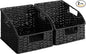 StorageWorks Pantry Organizers and Storage, Wicker Baskets with Handles, Pantry Baskets for Shelves, Paper Rope, Black， 2 Pack