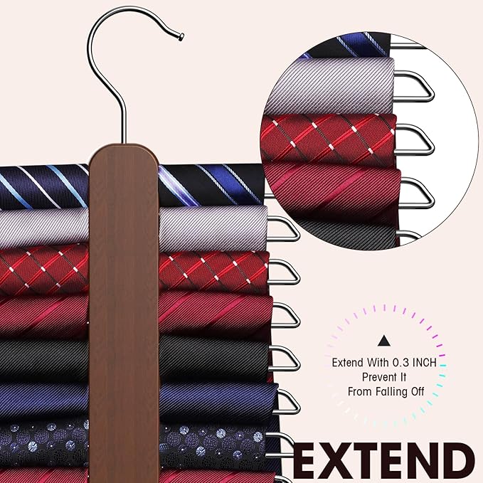 Tie Hanger,Tie Organizer for Closet 20 Storage Capacity,Wooden Necktie Organizer Tie Holder,360 Degree Rotating Accessory Organizers for Tie,Belt,Scarf