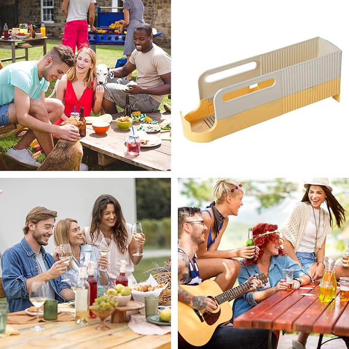 Refrigerator Drink Holder - Soda and Juice Can Organizer for Chilled Storage | Transparent PET Material with Feed Design, Compact Stackable System, Kitchen Cooling Management 13.3in