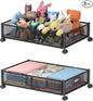 Under Bed Storage Containers, Shoe Storage With Wheels, Foldable Bedroom Storage Organization with Handles, Under Bed Storage Bins Drawer For Clothes, Blankets And Shoes, Bedding (2 Pack, Black)