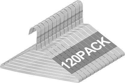 Yuntau 120 Pcs Wire Hangers Bulk 17.7" Dry Cleaner Hangers, Suit Holders for Home Caped Clothing (Silver)
