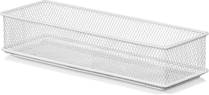 YBM HOME White Mesh Drawer Cabinet and or Shelf Organizer Bins, School Supply Holder Office Desktop Organizer Basket (1, 3x9x2 Inch)
