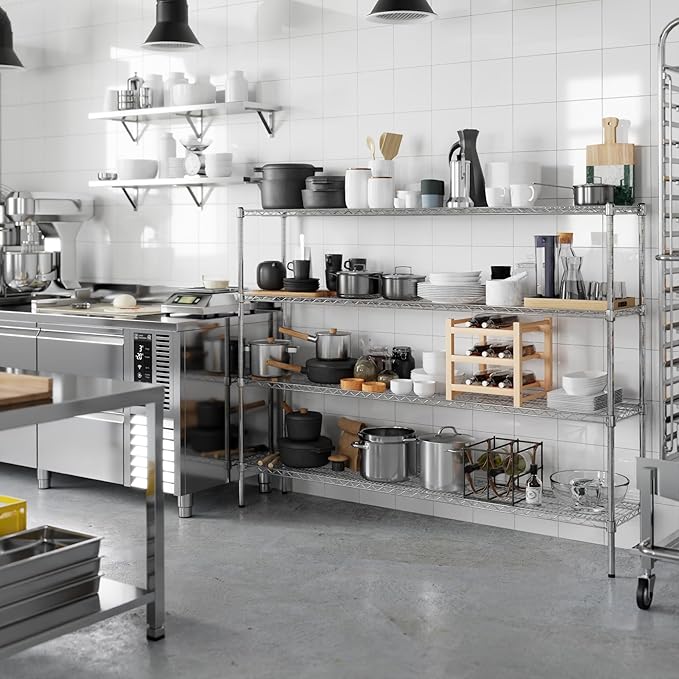 14" Deep x 72" Wide x 54" Height Wire Shelving Kit | 4-Tier | NSF Commercial Storage Rack Unit