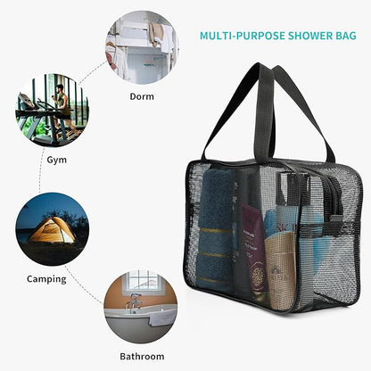 REDSINDA Mesh Shower Caddy Bag for Bathroom Gym Camping Portable Travel Mesh Toiletry Bag for Women Men