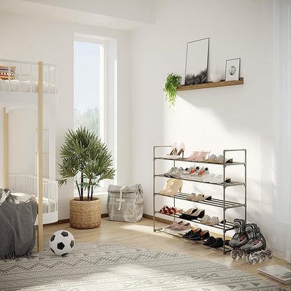 Home-Complete Shoe Storage Rack, 5-Tier Shoe Organizer for Closet Bathroom Entryway, Shoe Shelf Holds