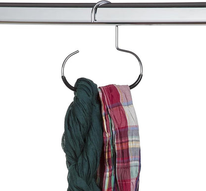 Mawa Scarf, Shawl, Belt, and Accessory Organizer, Non-Toxic Metal Hanger with Grip Coating, Easy Access Open Hook, Model G-1 Space Saving Design, Set of 40, Black