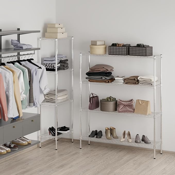 14" Deep x 54" Wide x 64" Height Wire Shelving Kit | 4-Tier | NSF Commercial Storage Rack Unit