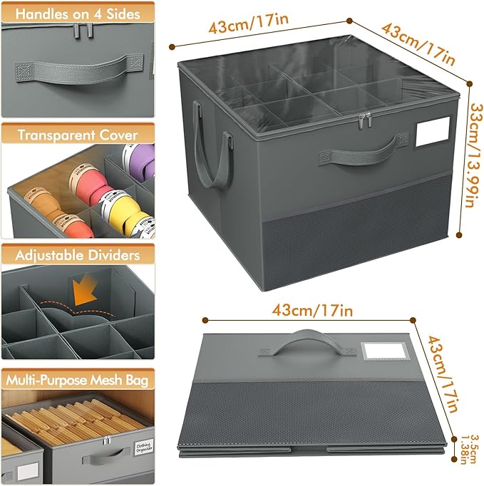 NestOrganix 2 Pack Shoe Organizer for Closet, Large Shoe Box Storage Containers, Foldable Shoe Storage Organizer Box Bin with Adjustable Dividers and Clear Cover, Space Saving Shoes Holder, Gray