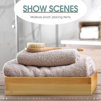 Chengu 2 Pcs Bamboo Bathroom Trays Small Vanity Tray for Toilet Tank and Bathroom Counter Top, Wood Napkin Holder Tray Organizer for Soap Dispenser Perfume Home Kitchen Decor, 9.8 x 5.5 Inch