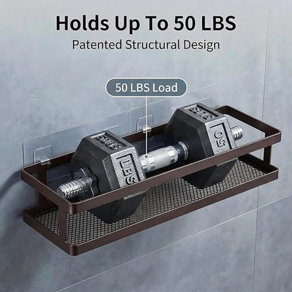 PUSDON 5-in-1 16.5" Extra Long Kitchen Organizer & Shower Caddy Set, Wall Mount Spice Rack with Paper Towel Holder, Utensil Holder & Soap Dish, Rustproof Mesh Storage Rack, Vintage Bronze, Guardrail
