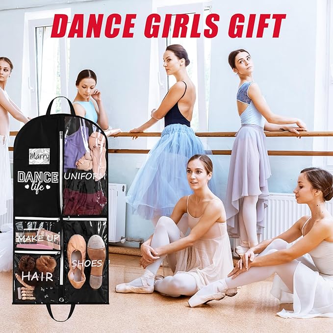 Blushtier Cheer Garment Bags for Cheerleading 40 Inch Uniform Hanging Garment Bags for Dance Costumes Clothes Bag with 5 Pockets and Side Zip Travel Storage Cheer Uniform (Dance)