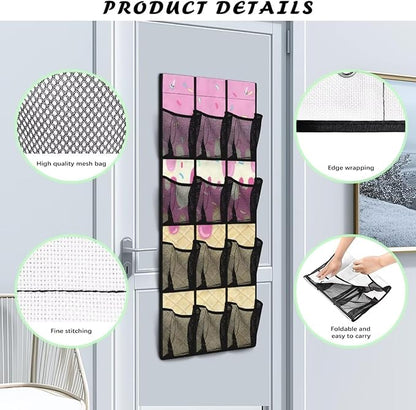 Ice Cream Over the Door Hanging Organizer for Closet - Heavy Duty Large Storage Bags with Metal Hooks, Space Saving Home Organization
