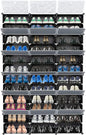 Shoe Rack Organizer, 18 Cube 12 Tier Covered Shoe Storage Cabinet 72 Pairs Freestanding DIY Shoe Shelves Plastic Shoes Rack for Closet Entryway Hallway Bedroom (Black2)
