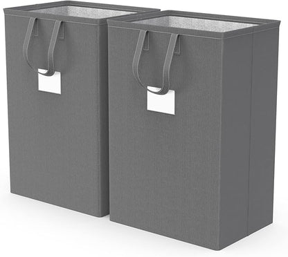 75L Large Laundry Hamper with Handles, Dirty Clothes Hamper for Bedroom Waterproof, Freestanding Tall Laundry Basket Waterproof, Hamper for Bedroom, Bathroom, Dorm, Toys Storage(Grey）
