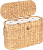 SIEUSALEVN Toilet Paper Storage, Water Hyacinth Baskets with Lid, Toilet Paper Baskets for Storage Holder 6 Rolls, Papers Basket with Built-in Handles for Organizer, Bathroom Accessories Organizer