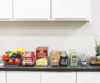 Simple Houseware 8 Pcs Fridge Bin Bundle - 2 Pcs Soda Can Dispenser & 6 Pcs Assorted Fridge Clear Storage Bins