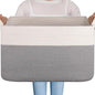 OIAHOMY Extra Large Blanket Basket, 95L Cotton Rope Woven Laundry Basket, Toy Bin for Baby Room, Container for Blanket Storage in Living Room, 24''×17''×14'', Grey & White