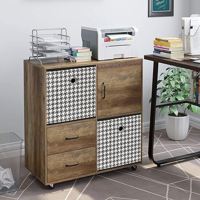 Foldable Storage Cubes Bins,11 Inch Cloth Storage Cube Fabric Storage Box Cubes Organizer Baskets with Dual Handles for Home Organizer Set of 3 (Houndstooth)