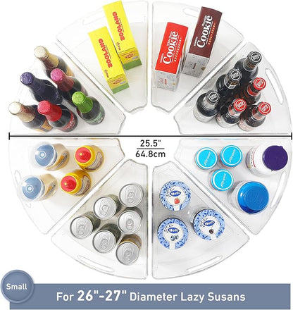 Leeden Lazy Susan Organizer for 26" Diameter Corner Lazy Susan, Plastic Kitchen Cabinet Storage Bins with Handle, 8 Packs, 1/8 Wedge - Food Safe, BPA Free