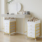 Rolling Makeup Organizer Cart - Under Desk Vanity Makeup Storage with 4 Fabric Drawers, Bathroom Storage Cart Cosmetic Display Cases for Nail Polish Brush Hair Tool