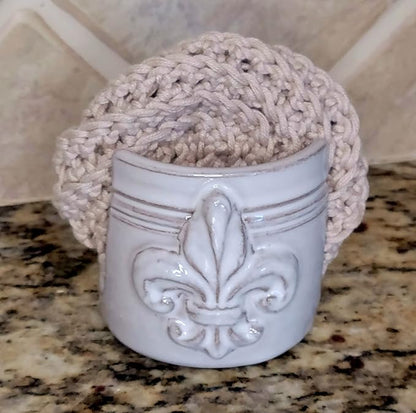 Fleur De Lis Sponge Holder for Sink White French Country Farmhouse Decor Compact Handmade Drain Rack (White)